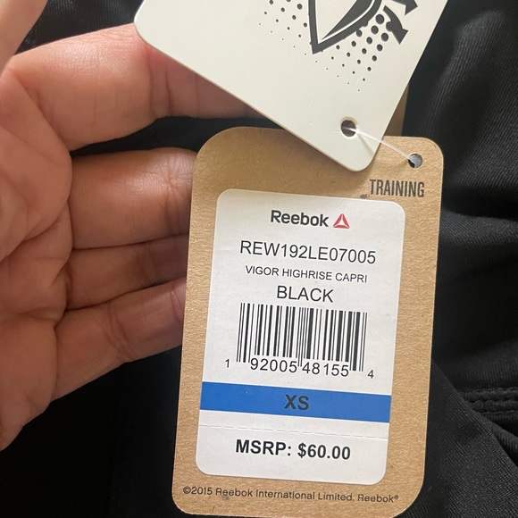 NWT Reebok Vigor High-rise Skinny Capri Black Mesh Panel Insert REW192LE07005 XS - Picture 11 of 13